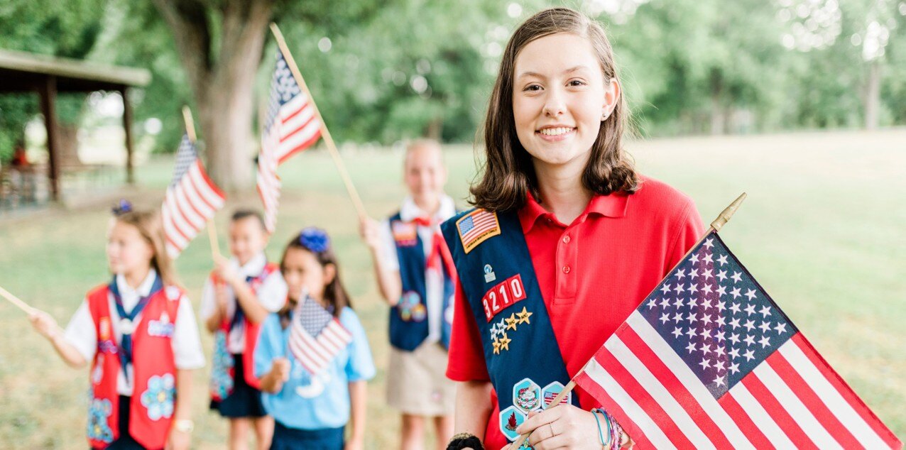 Patriot holding flag
